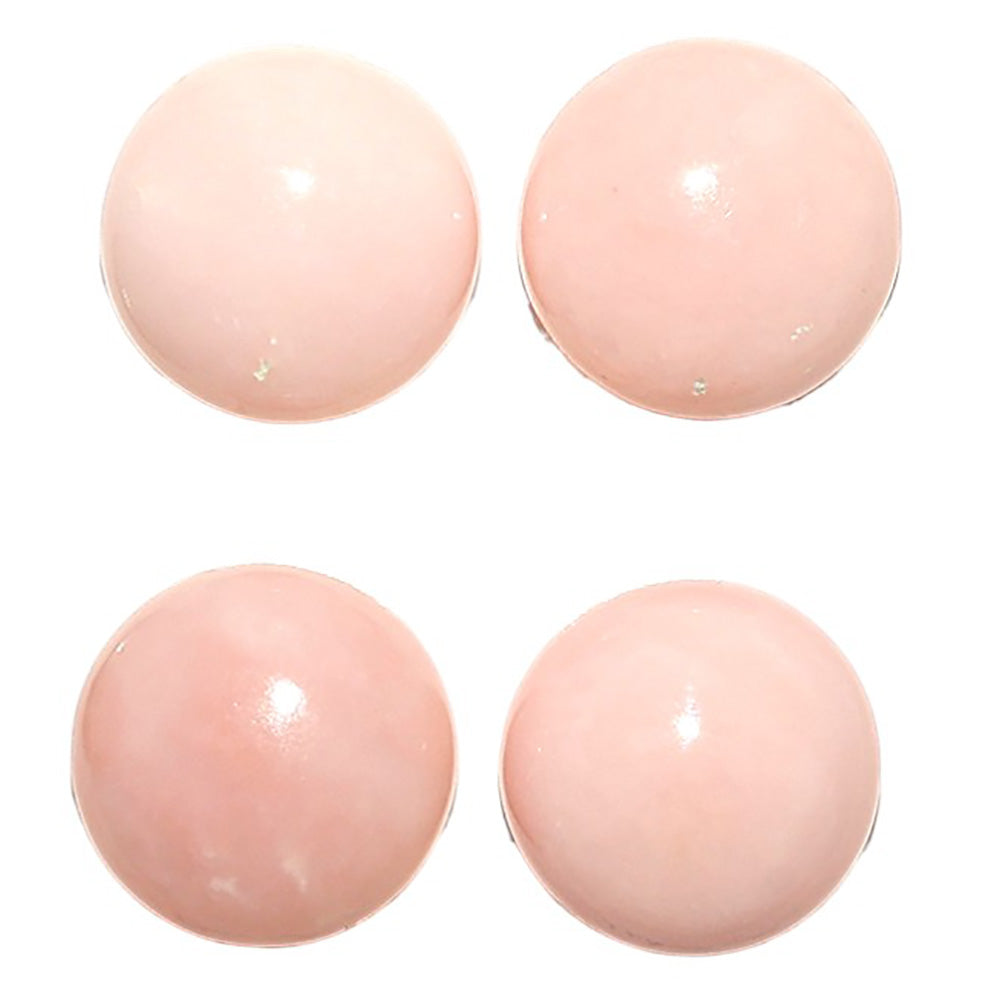 Natural Pink Opal 12x12x5.3 mm Round Shape Polished Gemstone Set of 4 LS166-09462