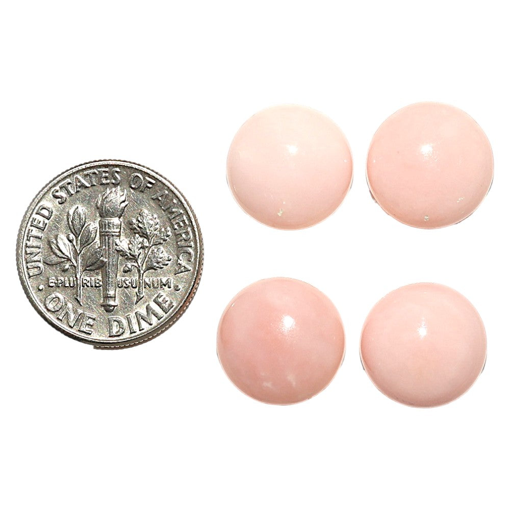 Natural Pink Opal 12x12x5.3 mm Round Shape Polished Gemstone Set of 4 LS166-09462