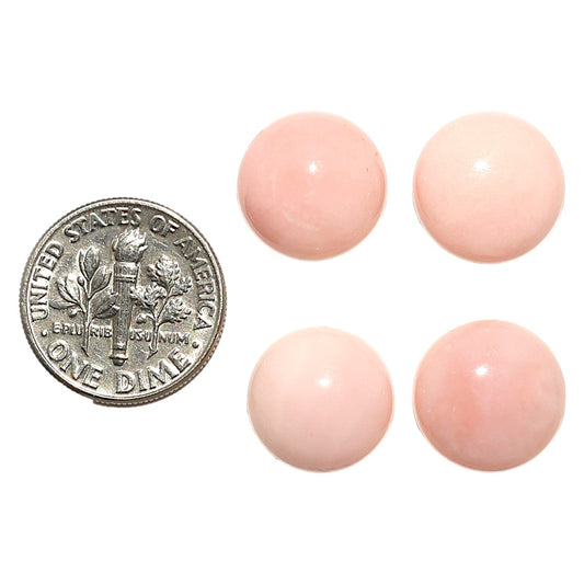 Natural Pink Opal 13x13x5.5 mm Round Shape Polished Gemstone Set of 4 LS166-09463