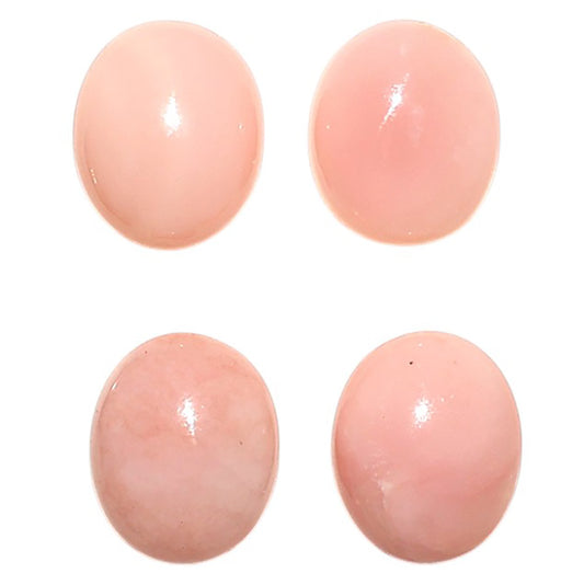 Natural Pink Opal 9x11x4 mm Oval Shape Polished Gemstone Set of 4 LS166-09464