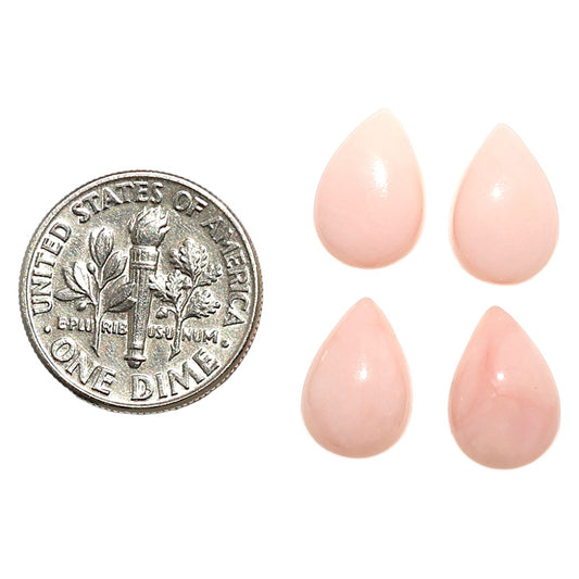 Natural Pink Opal 8x12x4.5 mm Pear Shape Polished Gemstone Set of 4 LS166-09465