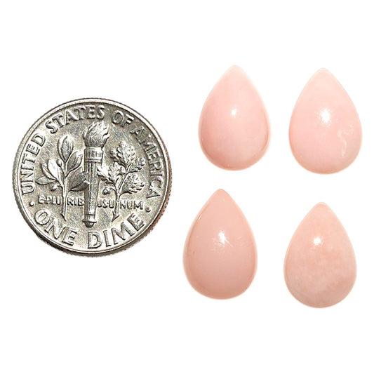 Natural Pink Opal 8x12x4.5 mm Pear Shape Polished Gemstone Set of 4 LS166-09466