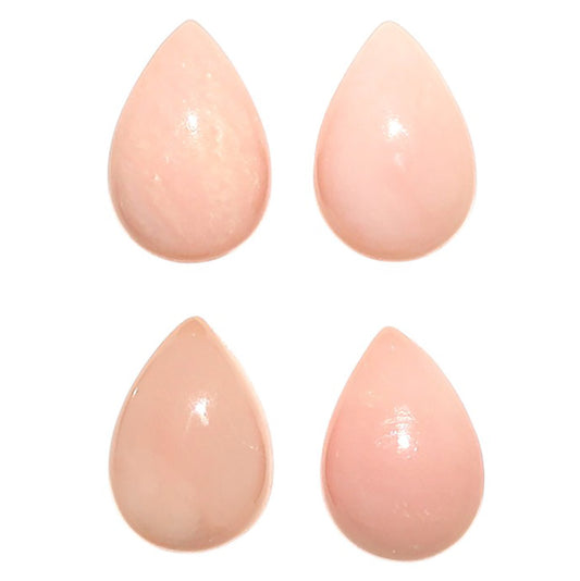 Natural Pink Opal 8x12x4 mm Pear Shape Polished Gemstone Set of 4 LS166-09467