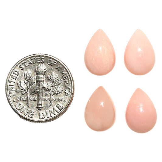 Natural Pink Opal 8x12x4 mm Pear Shape Polished Gemstone Set of 4 LS166-09467