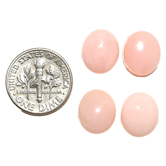 Natural Pink Opal 10x12x4.7 mm Oval Shape Polished Gemstone Set of 4 LS166-09468