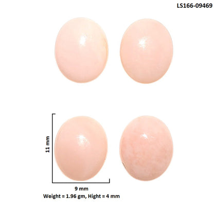 Natural Pink Opal 9x11x4 mm Oval Shape Polished Gemstone Set of 4 LS166-09469