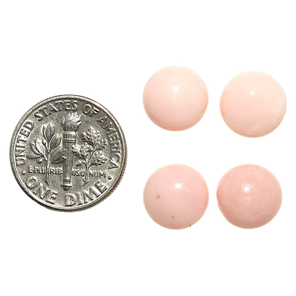 Natural Pink Opal 10x10x4.5 mm Round Shape Polished Gemstone Set of 4 LS166-09471