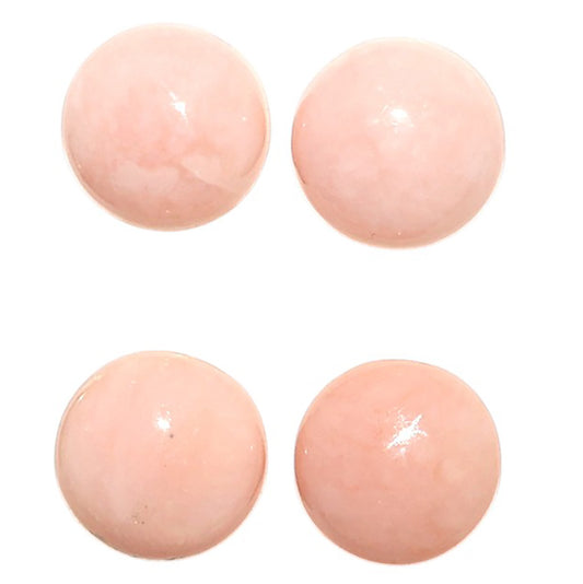 Natural Pink Opal 10x10x4.5 mm Round Shape Polished Gemstone Set of 4 LS166-09472