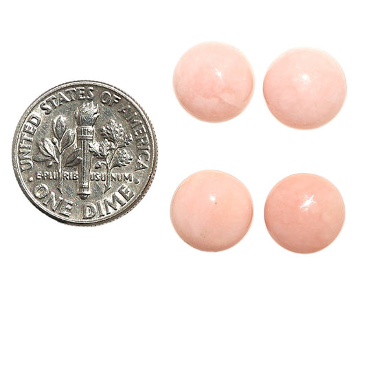 Natural Pink Opal 10x10x4.5 mm Round Shape Polished Gemstone Set of 4 LS166-09472
