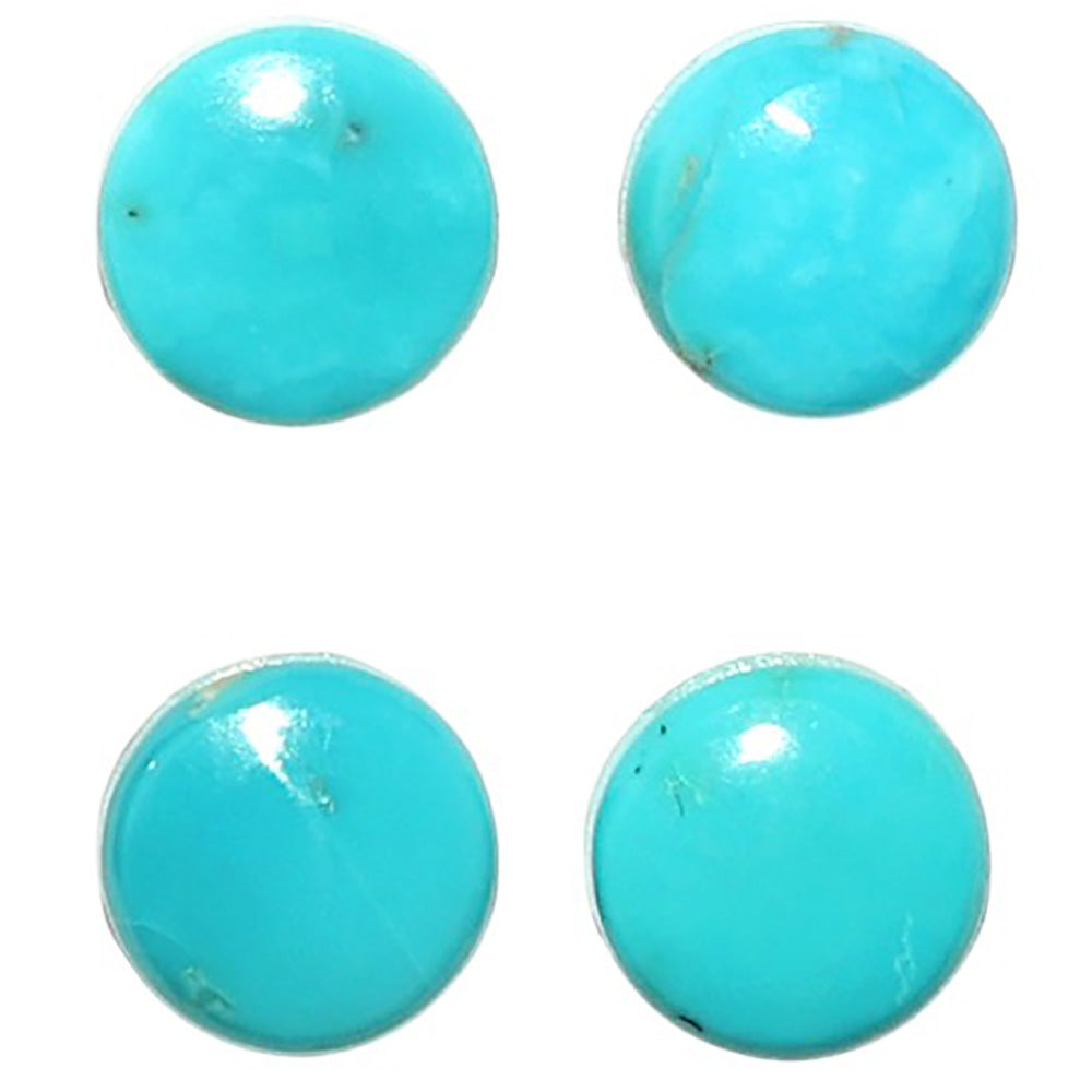 Natural Sleeping Beauty Turquoise 8x8x2.5 mm Round Shape Polished Gemstone Set of 4 LS167-010250