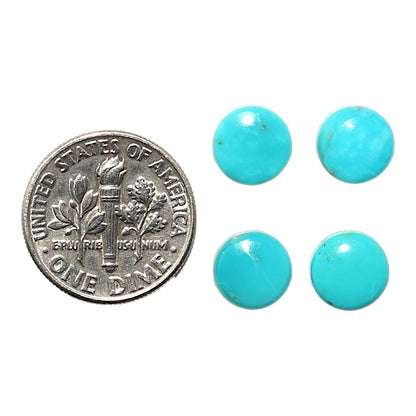 Natural Sleeping Beauty Turquoise 8x8x2.5 mm Round Shape Polished Gemstone Set of 4 LS167-010250