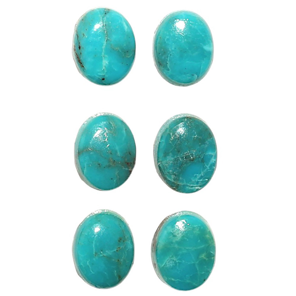 Natural Sleeping Beauty Turquoise 7x9x3 mm Oval Shape Polished Gemstone Set of 6 LS167-010255