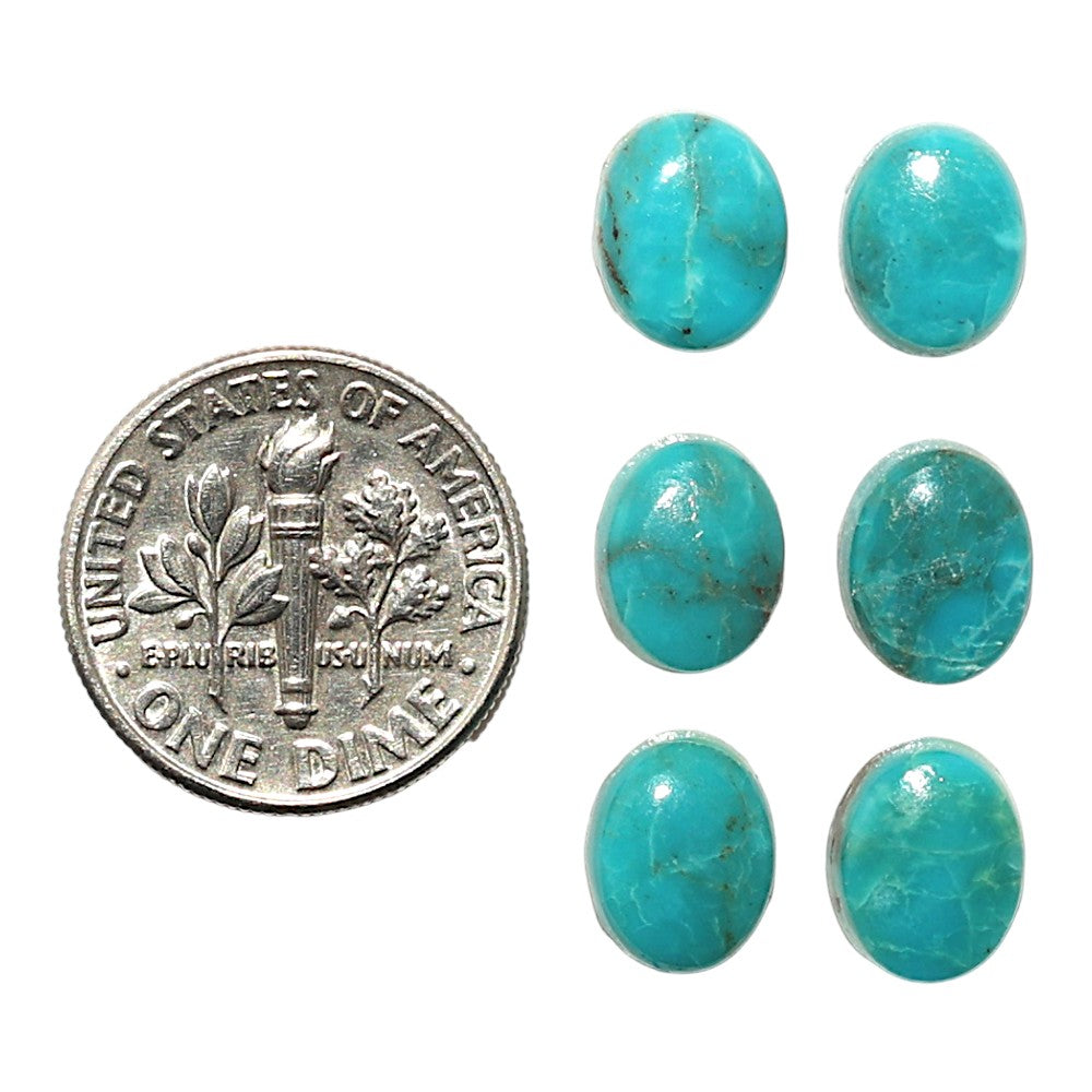 Natural Sleeping Beauty Turquoise 7x9x3 mm Oval Shape Polished Gemstone Set of 6 LS167-010255