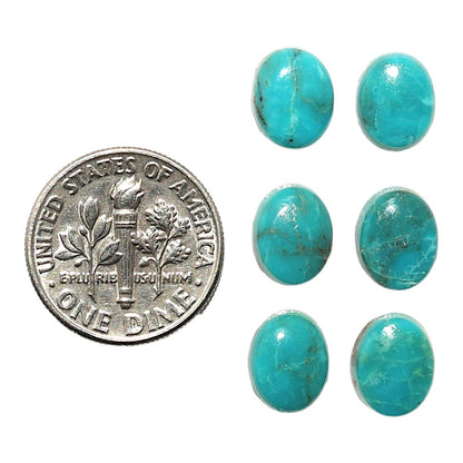Natural Sleeping Beauty Turquoise 7x9x3 mm Oval Shape Polished Gemstone Set of 6 LS167-010255