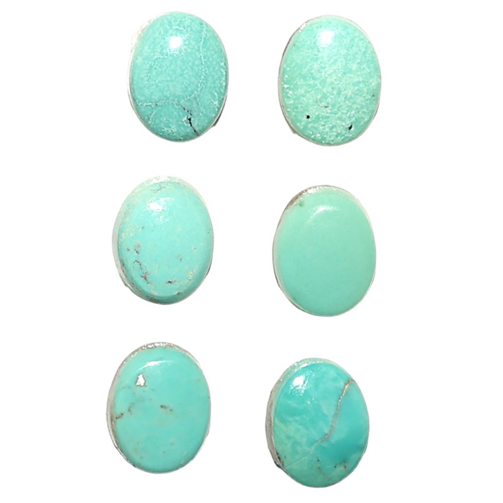 Natural Sleeping Beauty Turquoise 7x9x3 mm Oval Shape Polished Gemstone Set of 6 LS167-010256