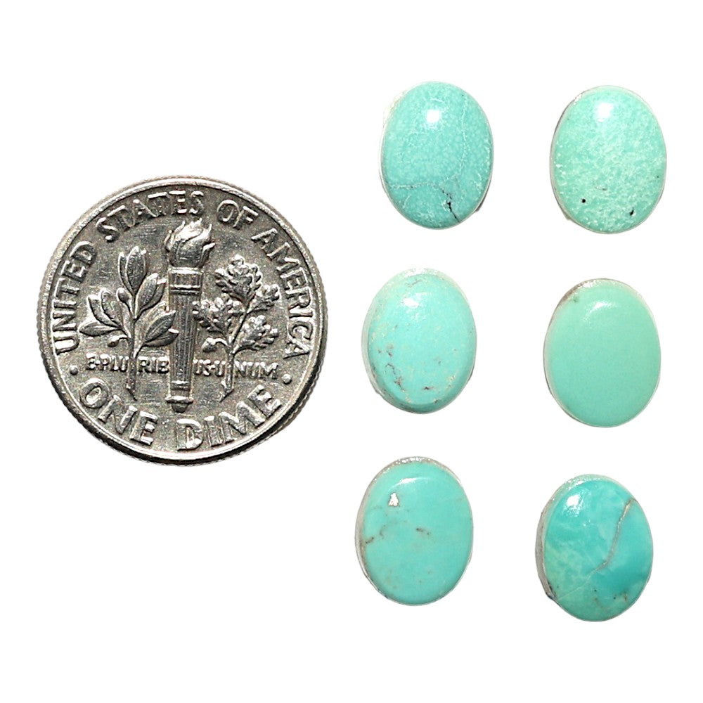 Natural Sleeping Beauty Turquoise 7x9x3 mm Oval Shape Polished Gemstone Set of 6 LS167-010256
