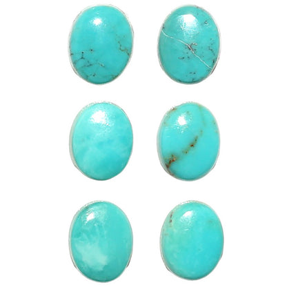 Natural Sleeping Beauty Turquoise 7x9x2.5 mm Oval Shape Polished Gemstone Set of 6 LS167-010257