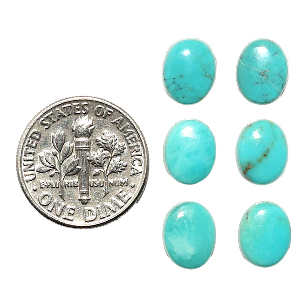 Natural Sleeping Beauty Turquoise 7x9x2.5 mm Oval Shape Polished Gemstone Set of 6 LS167-010257