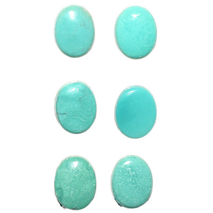 Natural Sleeping Beauty Turquoise 7x9x2 mm Oval Shape Polished Gemstone Set of 6 LS167-010258