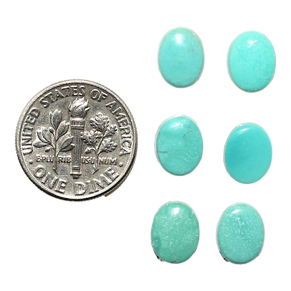 Natural Sleeping Beauty Turquoise 7x9x2 mm Oval Shape Polished Gemstone Set of 6 LS167-010258