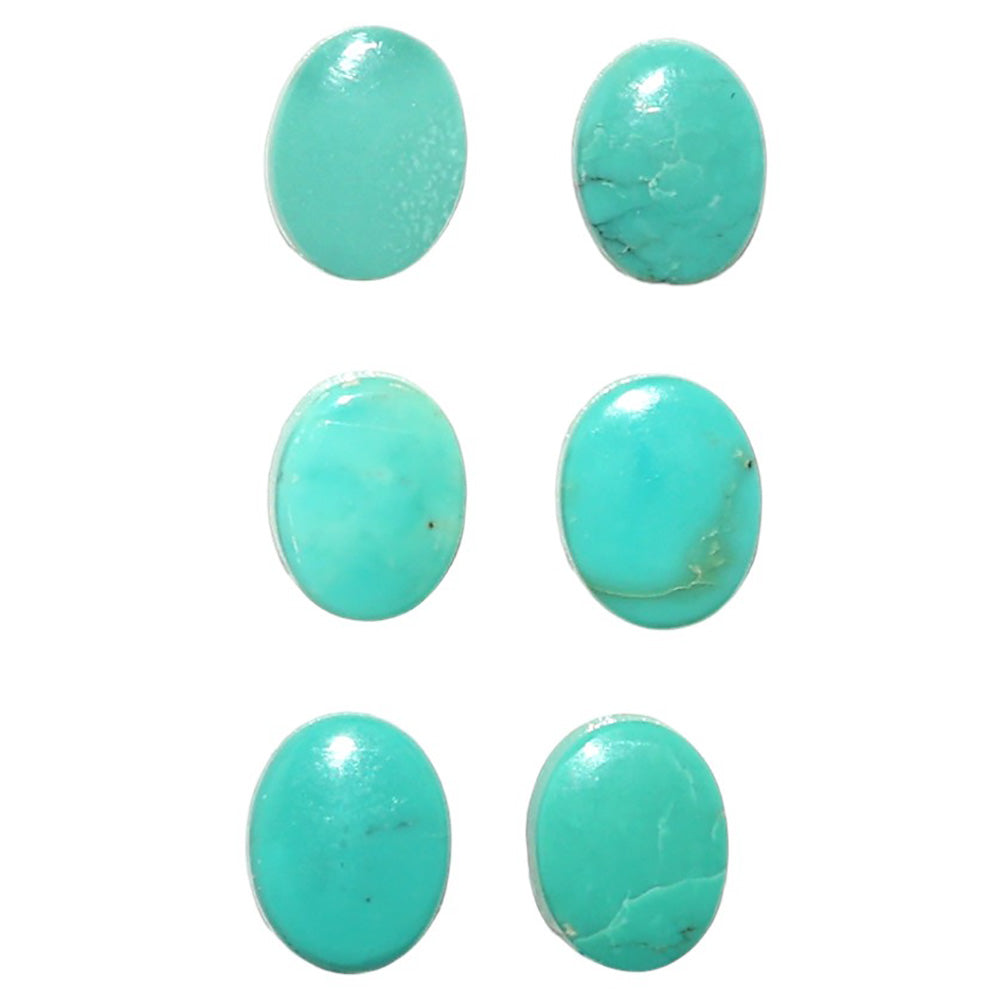 Natural Sleeping Beauty Turquoise 7x9x2 mm Oval Shape Polished Gemstone Set of 6 LS167-010260