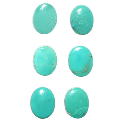 Natural Sleeping Beauty Turquoise 7x9x2 mm Oval Shape Polished Gemstone Set of 6 LS167-010260