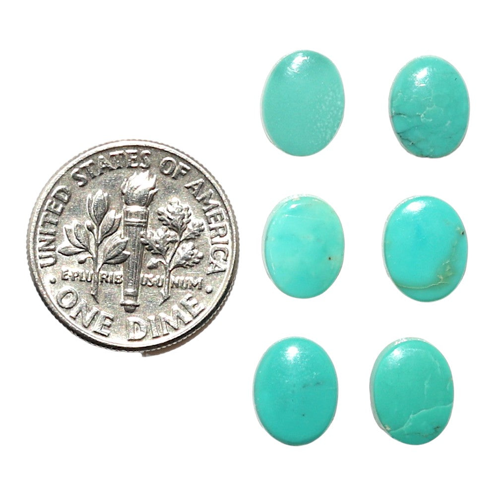 Natural Sleeping Beauty Turquoise 7x9x2 mm Oval Shape Polished Gemstone Set of 6 LS167-010260