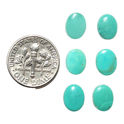 Natural Sleeping Beauty Turquoise 7x9x2 mm Oval Shape Polished Gemstone Set of 6 LS167-010260