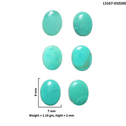 Natural Sleeping Beauty Turquoise 7x9x2 mm Oval Shape Polished Gemstone Set of 6 LS167-010260