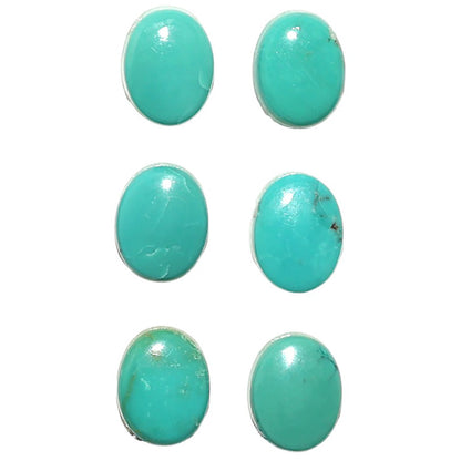 Natural Sleeping Beauty Turquoise 7x9x3 mm Oval Shape Polished Gemstone Set of 6 LS167-010262
