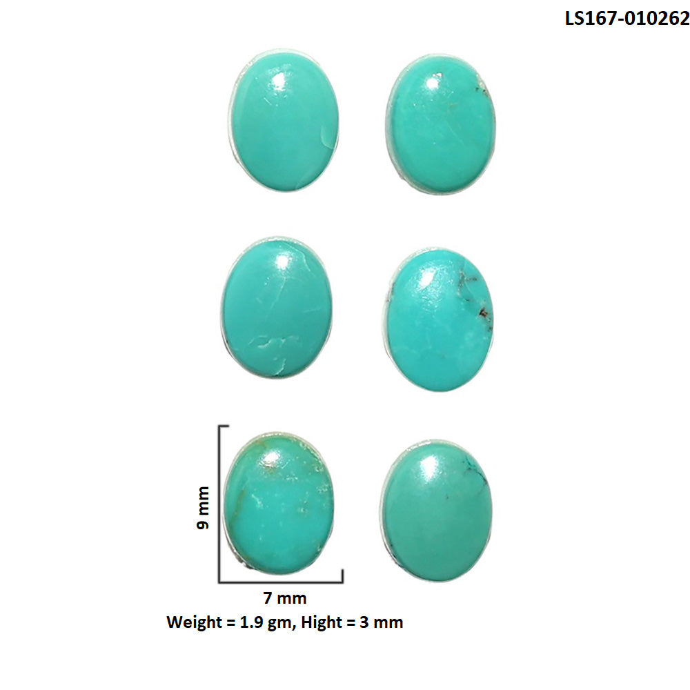 Natural Sleeping Beauty Turquoise 7x9x3 mm Oval Shape Polished Gemstone Set of 6 LS167-010262