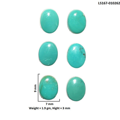 Natural Sleeping Beauty Turquoise 7x9x3 mm Oval Shape Polished Gemstone Set of 6 LS167-010262