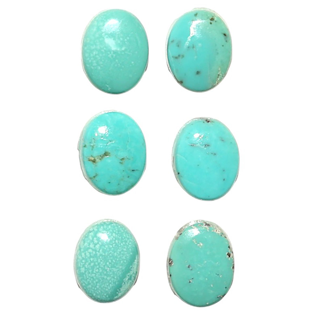 Natural Sleeping Beauty Turquoise 7x9x3 mm Oval Shape Polished Gemstone Set of 6 LS167-010263
