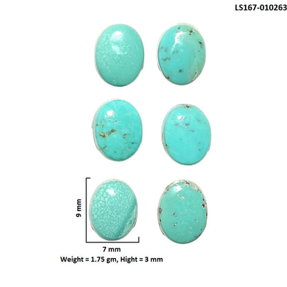 Natural Sleeping Beauty Turquoise 7x9x3 mm Oval Shape Polished Gemstone Set of 6 LS167-010263