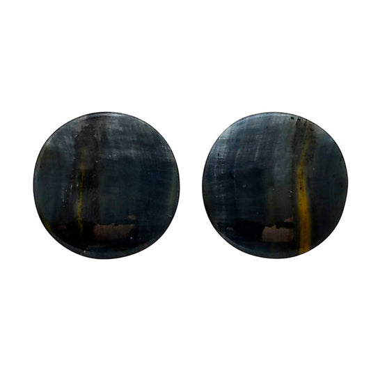 Blue Tiger Eye Pair 18.5x18.7x4 mm Round Shape Polished Gemstone LS17-04197