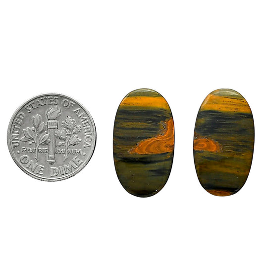 Blue Tiger Eye Pair 12.4x21.8x4 mm Oval Shape Polished Gemstone LS17-04198
