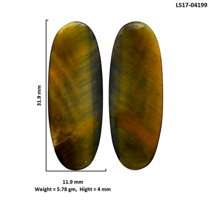 Blue Tiger Eye Pair 11.9x31.9x4 mm Oval Shape Polished Gemstone LS17-04199