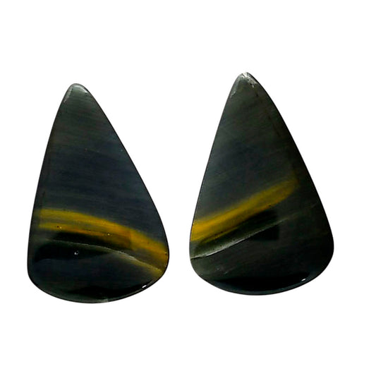 Blue Tiger Eye Pair 15.8x24.5x3.5 mm Pear Shape Polished Gemstone LS17-04200