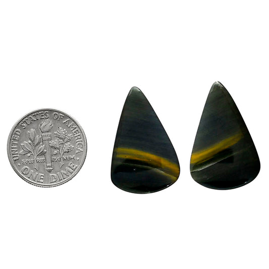 Blue Tiger Eye Pair 15.8x24.5x3.5 mm Pear Shape Polished Gemstone LS17-04200