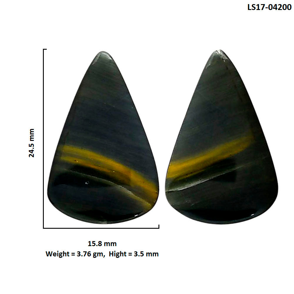 Blue Tiger Eye Pair 15.8x24.5x3.5 mm Pear Shape Polished Gemstone LS17-04200