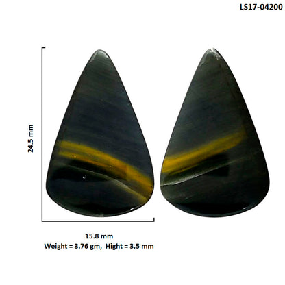Blue Tiger Eye Pair 15.8x24.5x3.5 mm Pear Shape Polished Gemstone LS17-04200