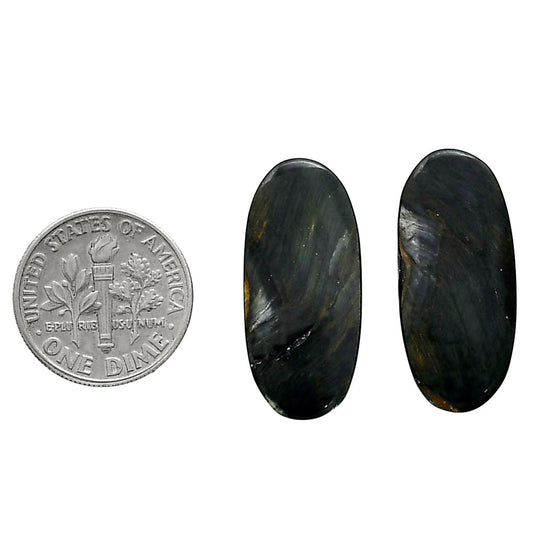 Blue Tiger Eye Pair 11.9x26.3x3.5 mm Oval Shape Polished Gemstone LS17-04201