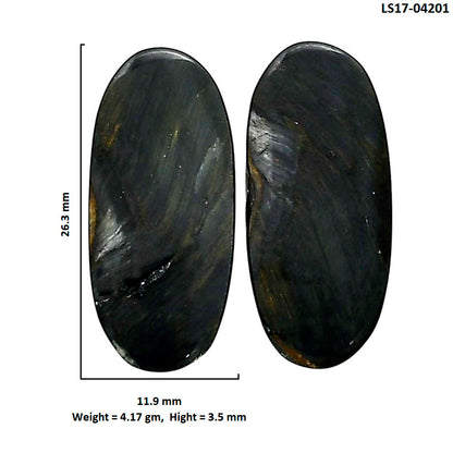 Blue Tiger Eye Pair 11.9x26.3x3.5 mm Oval Shape Polished Gemstone LS17-04201