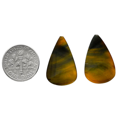 Blue Tiger Eye Pair 15x23.7x4.5 mm Pear Shape Polished Gemstone LS17-04202