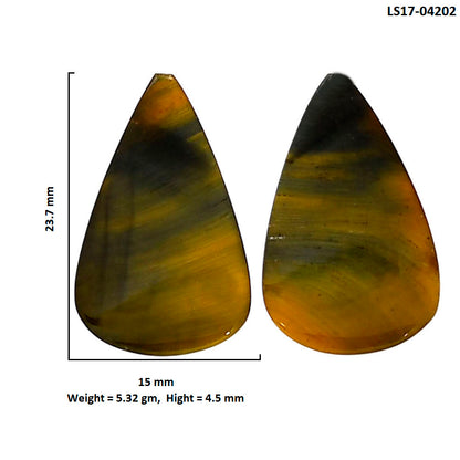 Blue Tiger Eye Pair 15x23.7x4.5 mm Pear Shape Polished Gemstone LS17-04202
