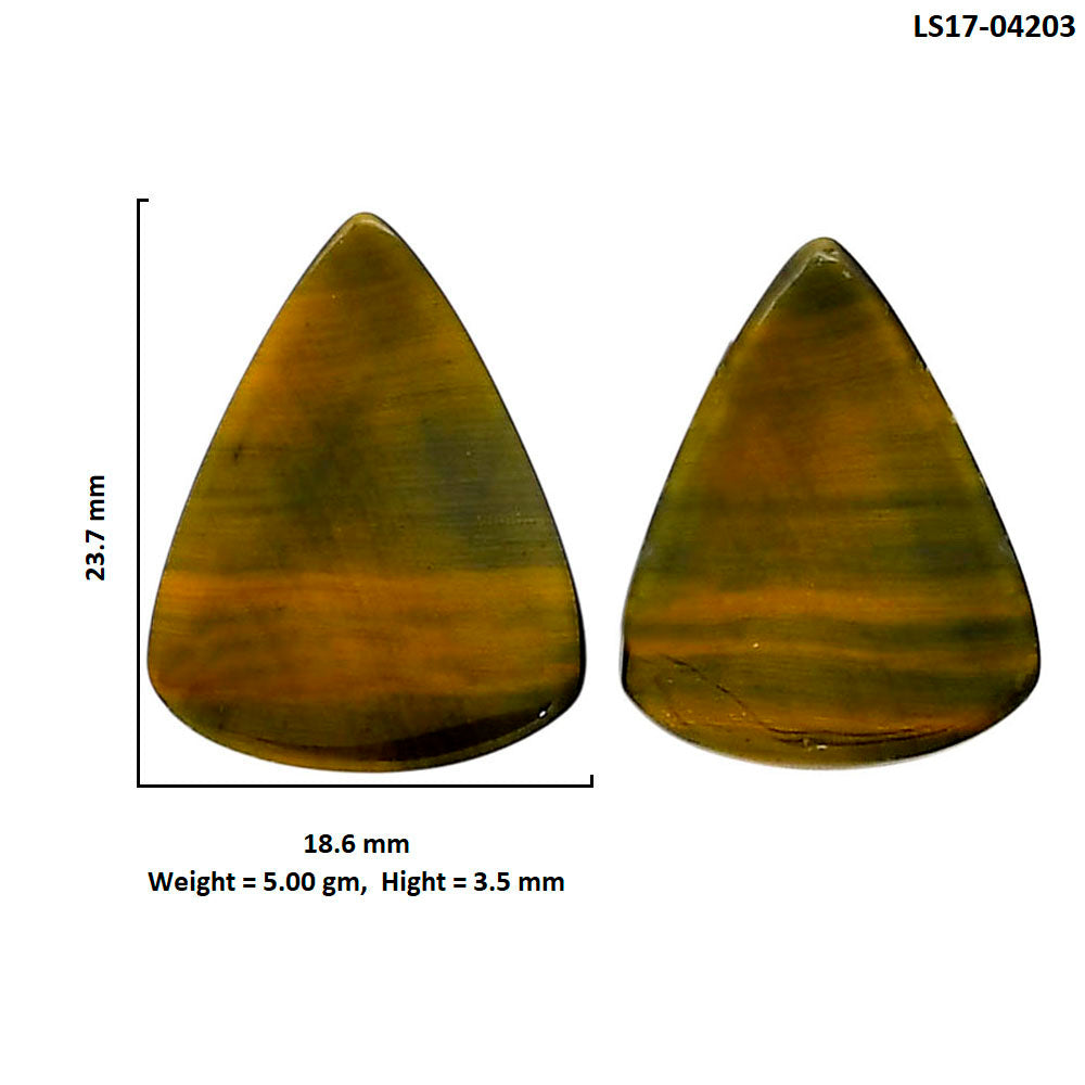 Blue Tiger Eye Pair 18.6x23.7x3.5 mm Pear Shape Polished Gemstone LS17-04203