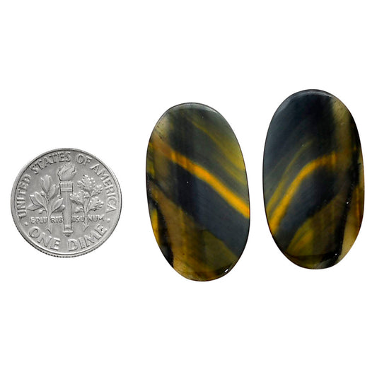 Blue Tiger Eye Pair 16.5x29x4 mm Oval Shape Polished Gemstone LS17-04205