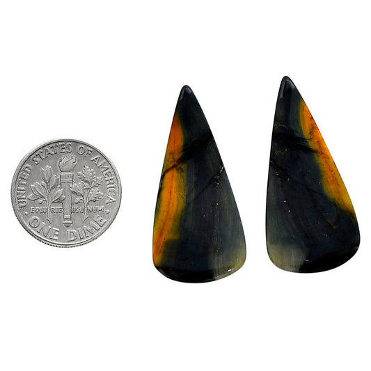 Blue Tiger Eye Pair 15.3x32.4x4 mm Pear Shape Polished Gemstone LS17-04207