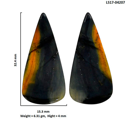 Blue Tiger Eye Pair 15.3x32.4x4 mm Pear Shape Polished Gemstone LS17-04207