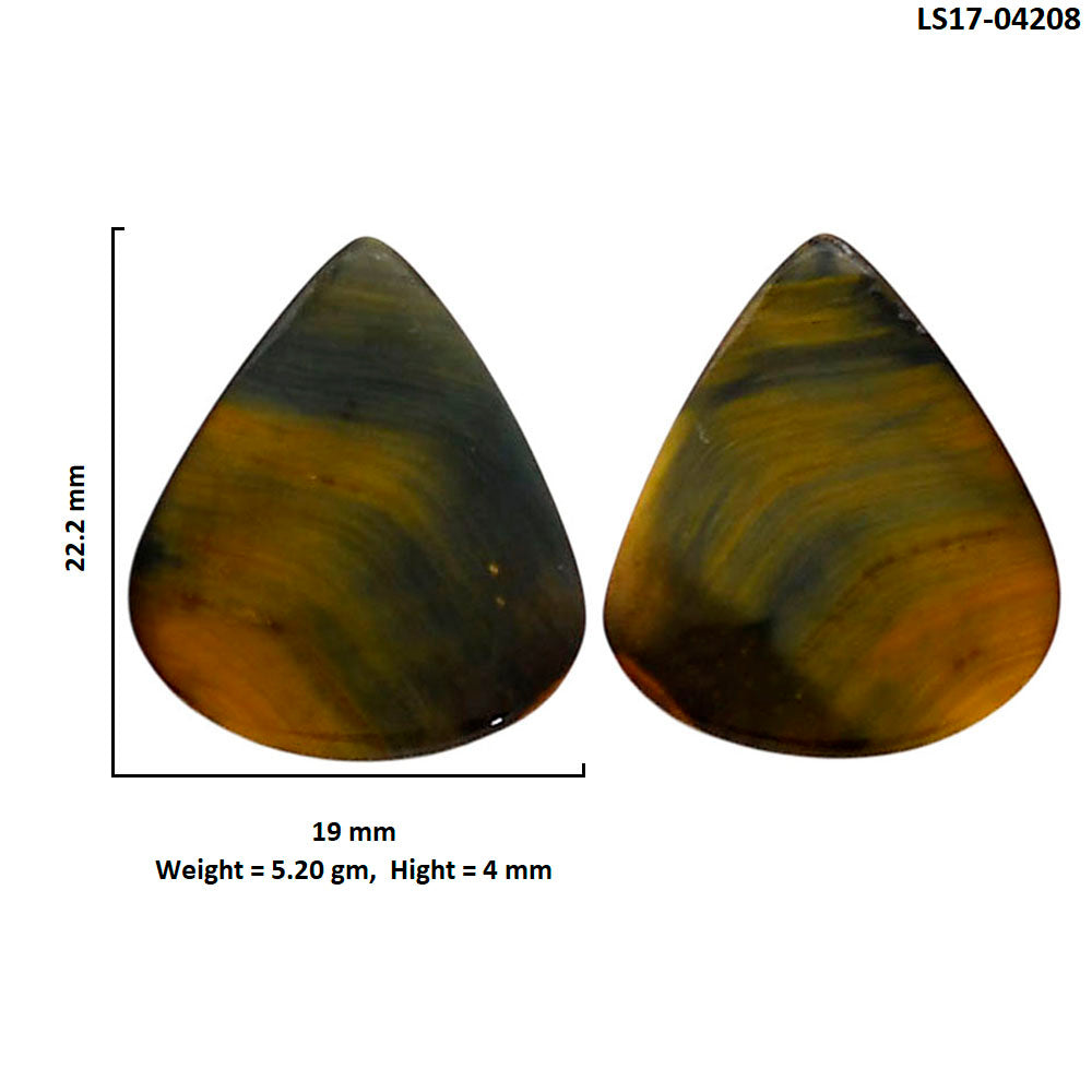 Blue Tiger Eye Pair 19x22.2x4 mm Pear Shape Polished Gemstone LS17-04208